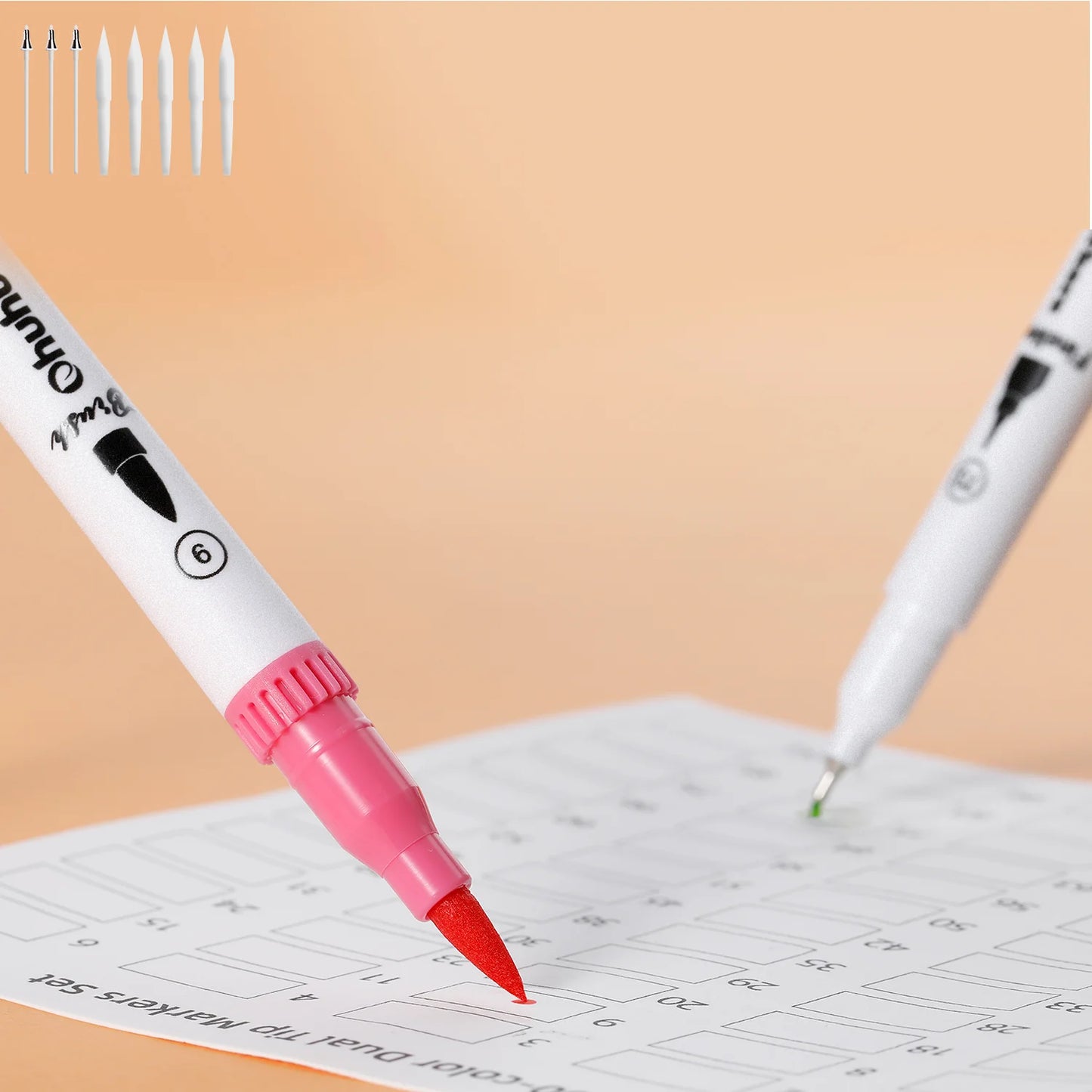 Ohuhu Maui 160 farver vandbaserede kunsttuscher med dobbelt spids