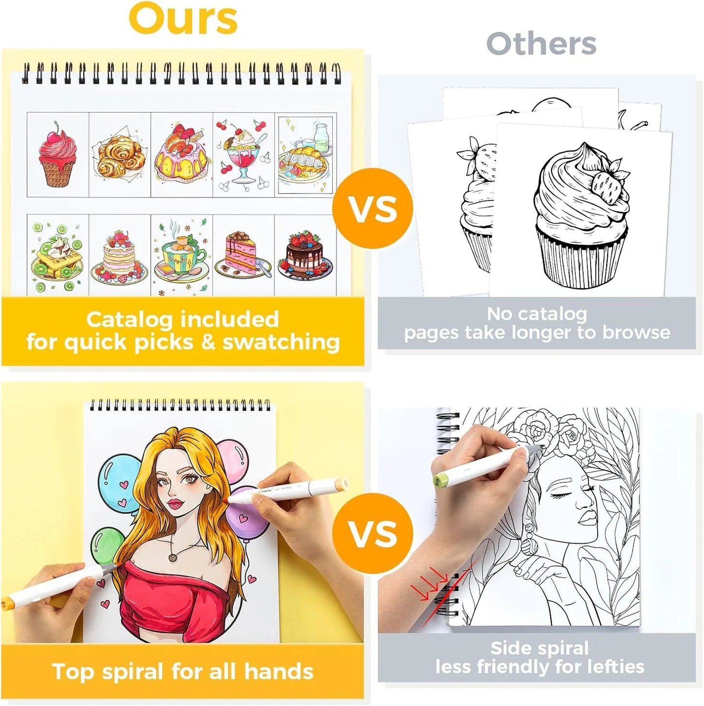 Ohuhu malebøger, sæt med 4, dobbeltsidede, blødningssikre