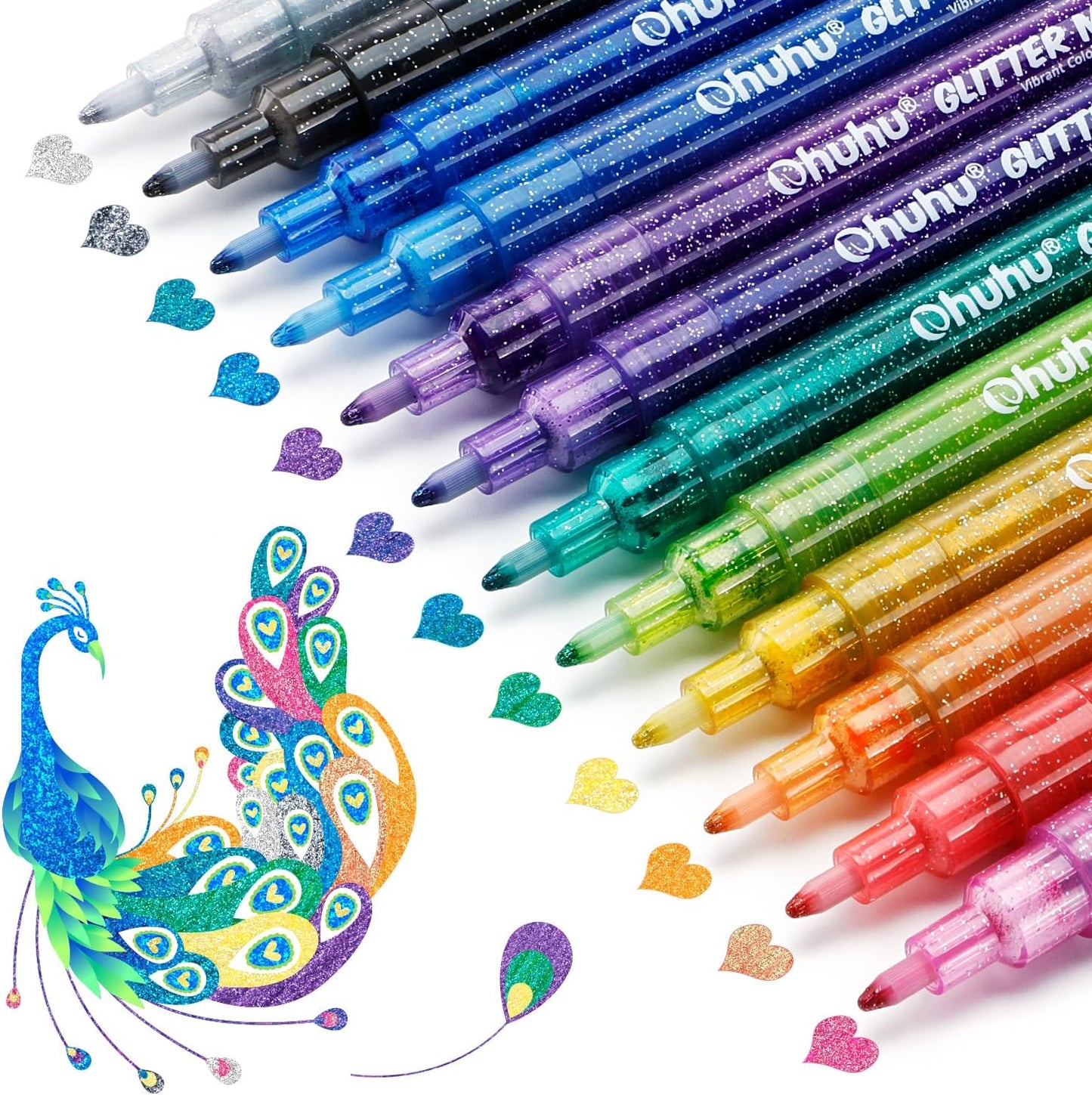 Ohuhu Glitter Metalliske Tuschpenne
