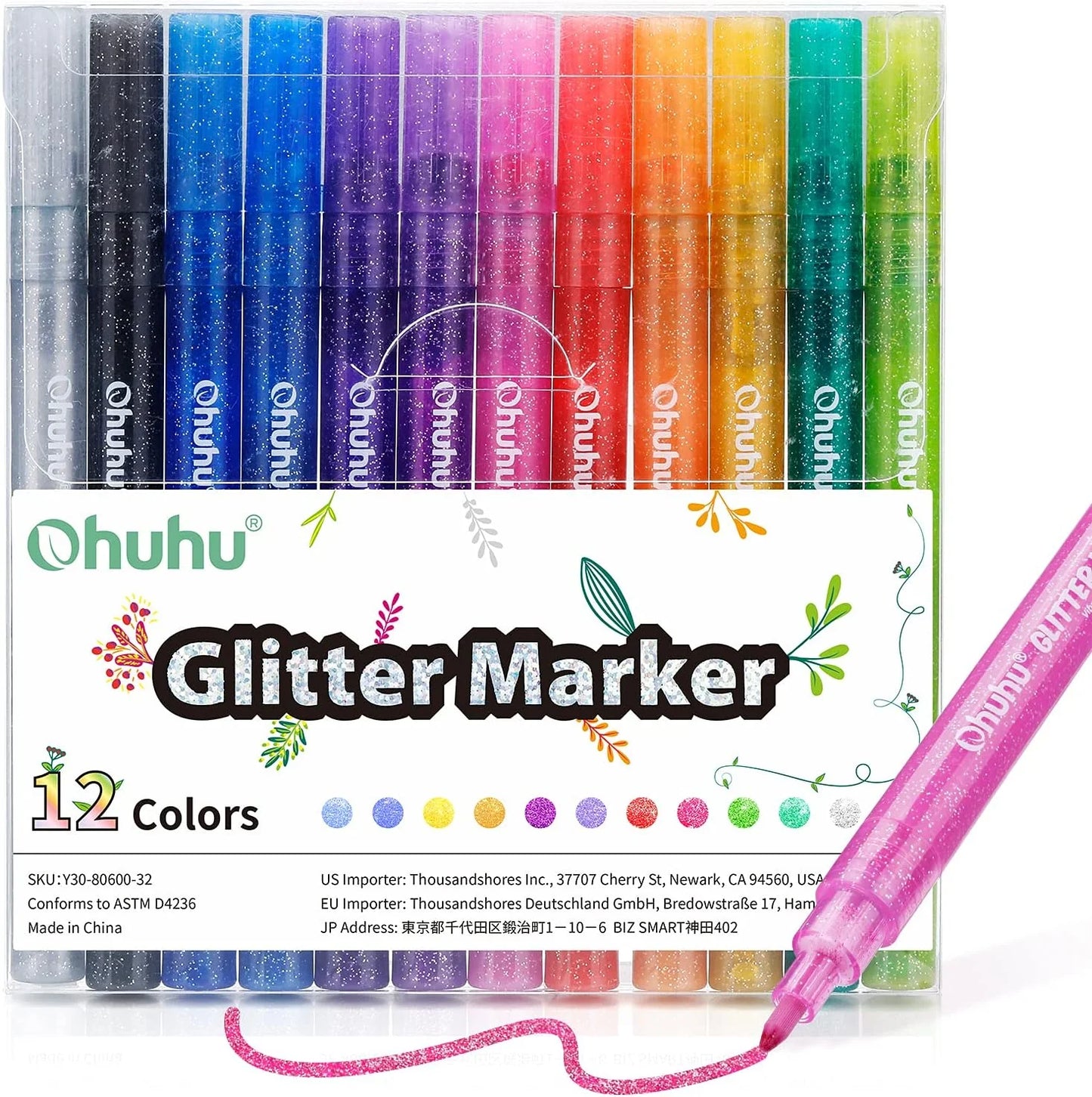 Ohuhu Glitter Metalliske Tuschpenne