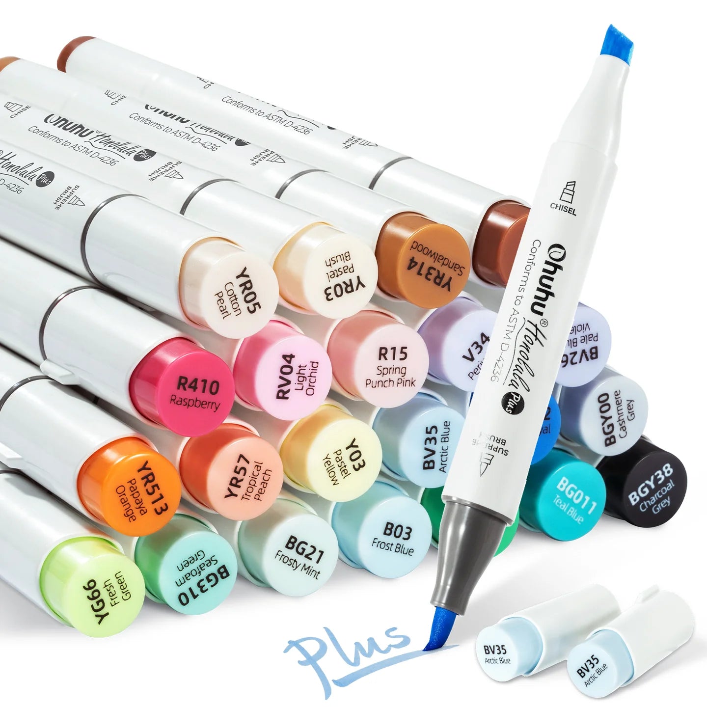 Ohuhu Honolulu Plus 24 farver (Supreme Brush & Chisel Tip)