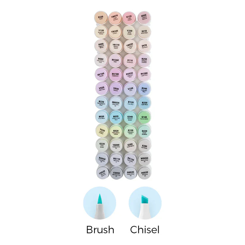 Ohuhu Honolulu "Sweetness" 48 Pastel farver (Brush & Chisel Tip)