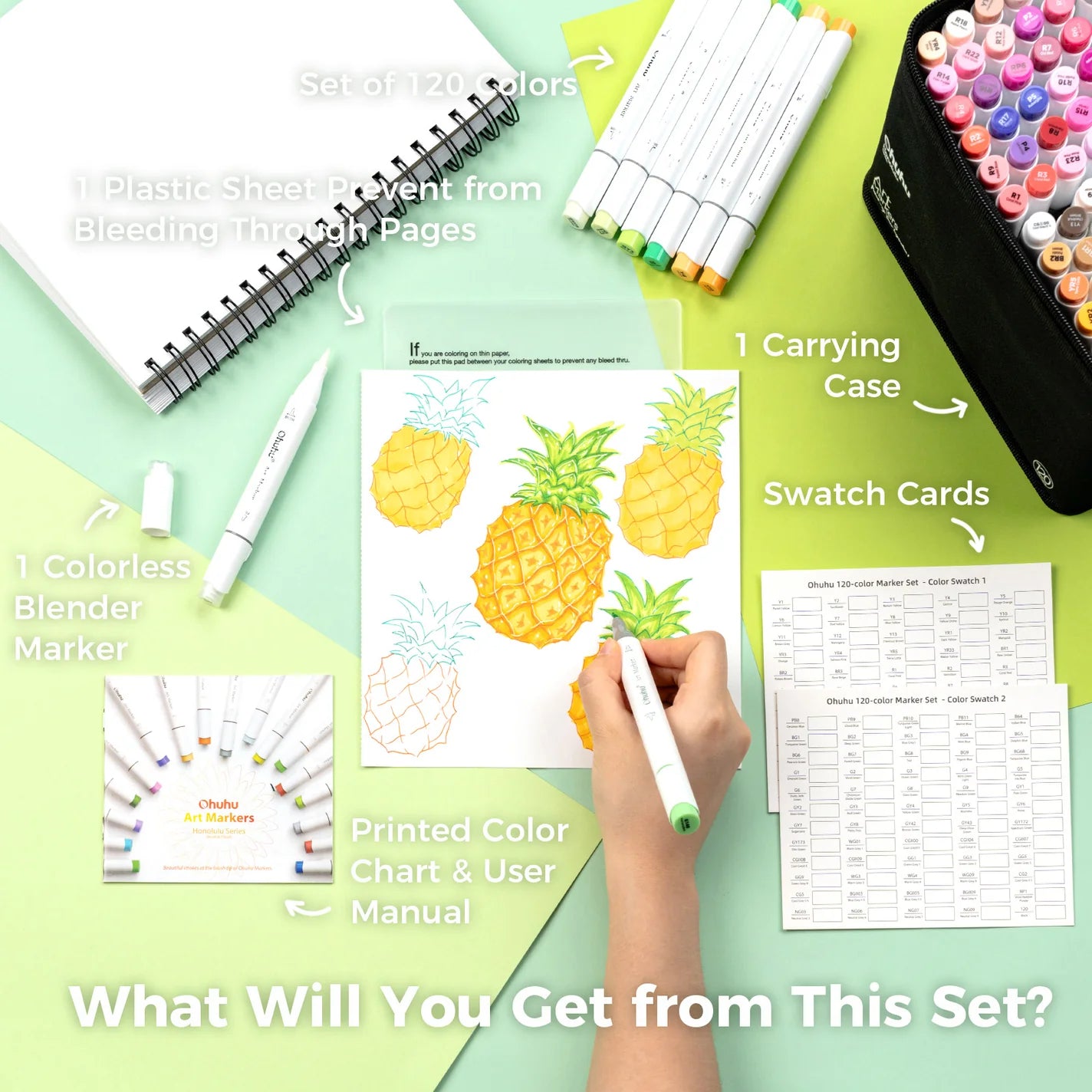 Ohuhu Honolulu B Markers 48 farver (Brush & Fine Tip)