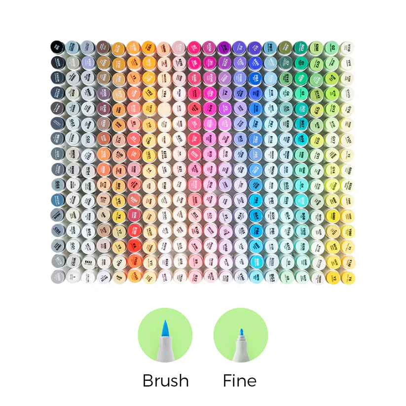 Ohuhu Honolulu B Markers 320 farver (Brush & Fine Tip)