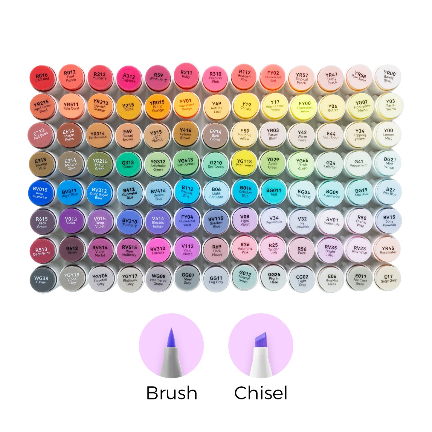 Ohuhu Honolulu Markers 24 farver (Brush & Chisel Tip)