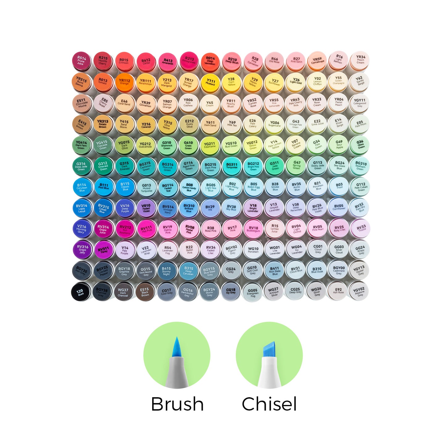 Ohuhu Honolulu Markers 168 farver (Brush & Chisel Tip)