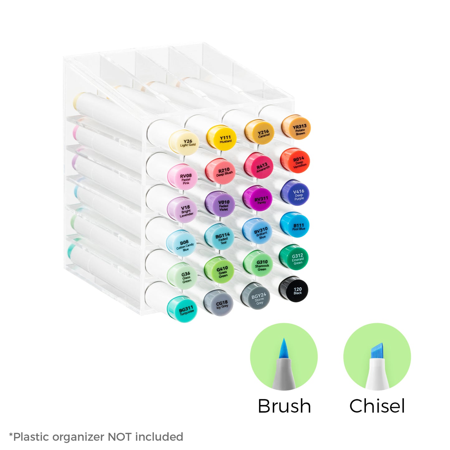 Ohuhu Honolulu Markers 24 farver (Brush & Chisel Tip)