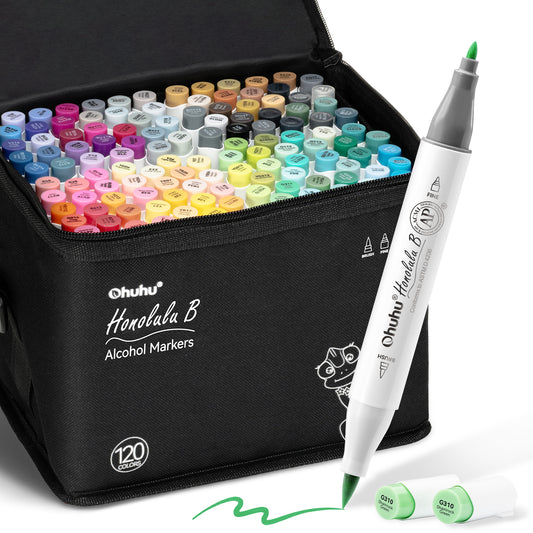 Ohuhu Honolulu B Markers 120 farver (Brush & Fine Tip)