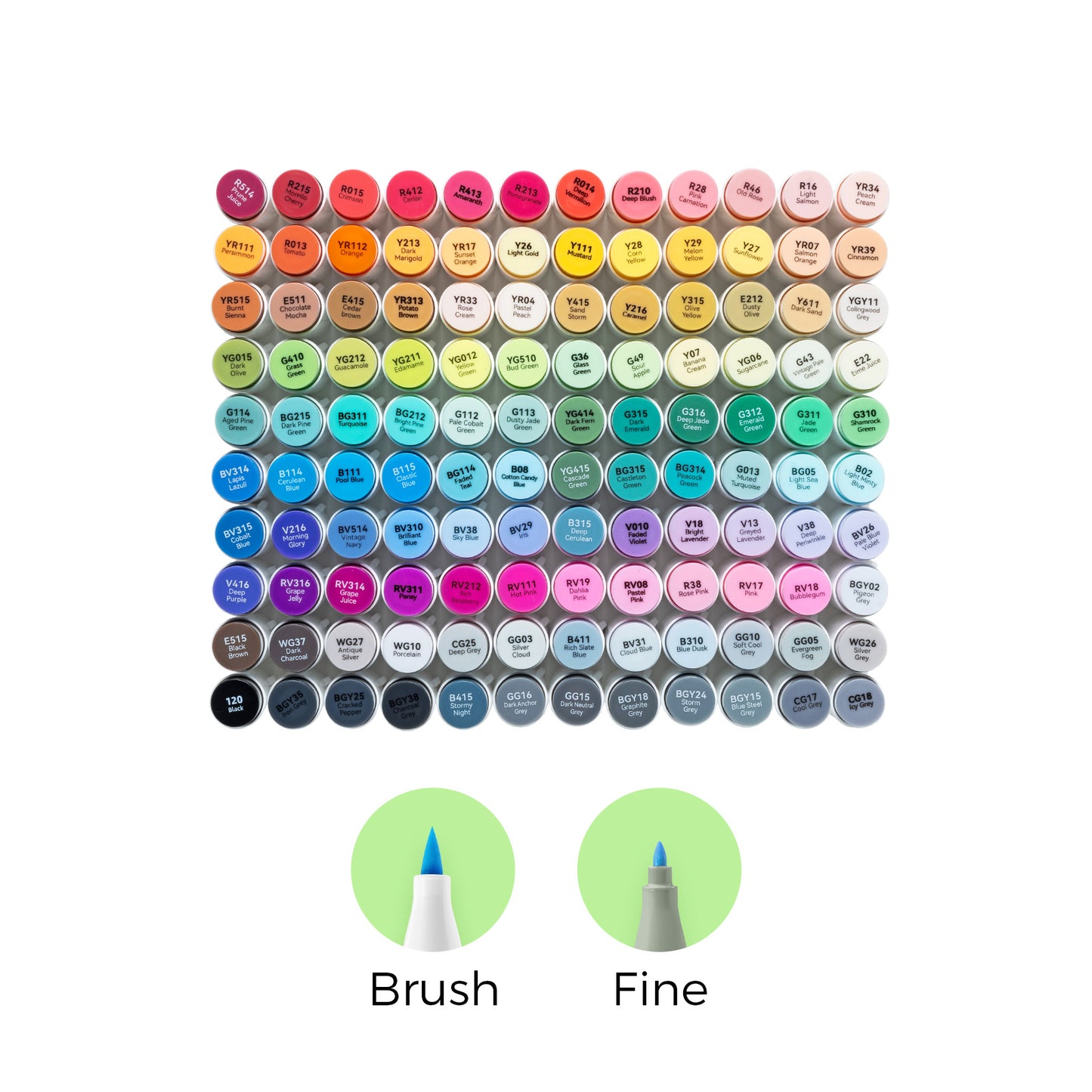 Ohuhu Honolulu B Markers 120 farver (Brush & Fine Tip)