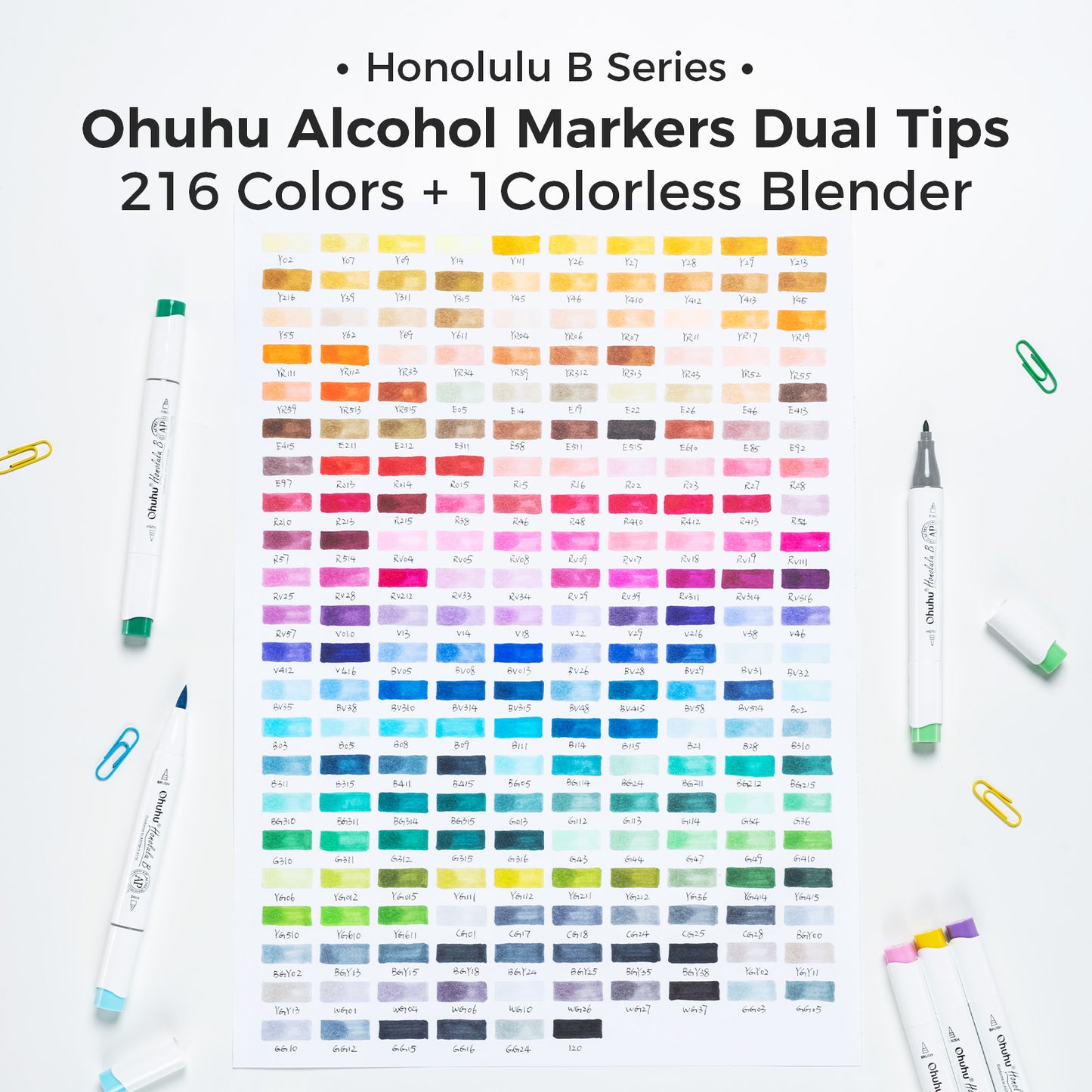 Ohuhu Honolulu B 216 farver (Brush & Fine Tip)