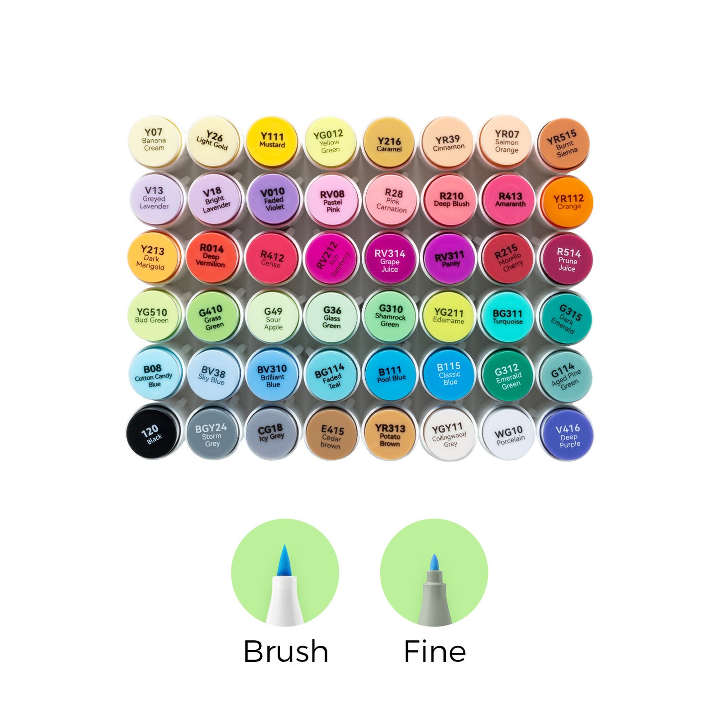 Ohuhu Honolulu B Markers 48 farver (Brush & Fine Tip)