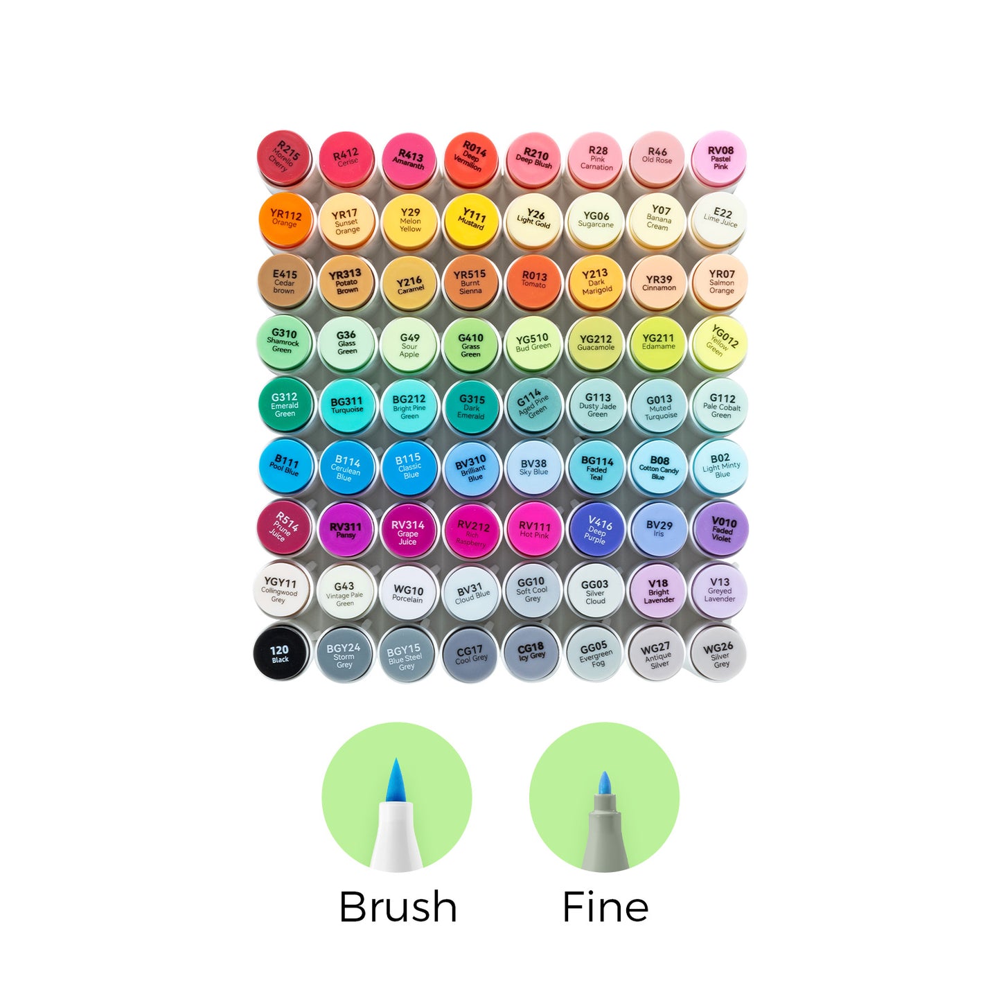 Ohuhu Honolulu B Markers 72 farver (Brush & Fine Tip)
