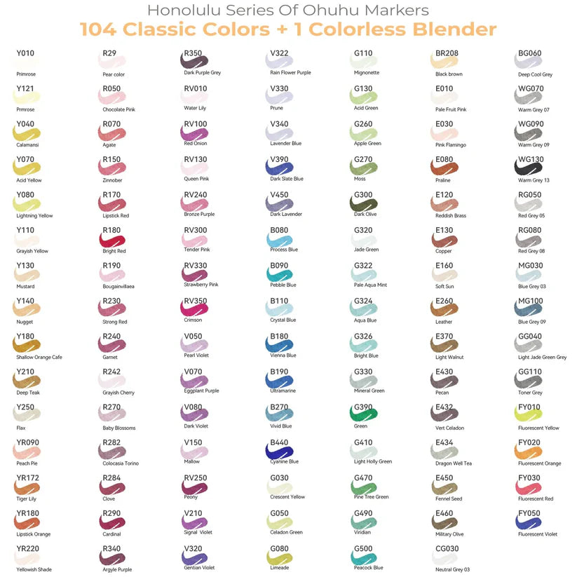 Ohuhu Honolulu B 104 farver Dual Tip Alcohol Art Markers