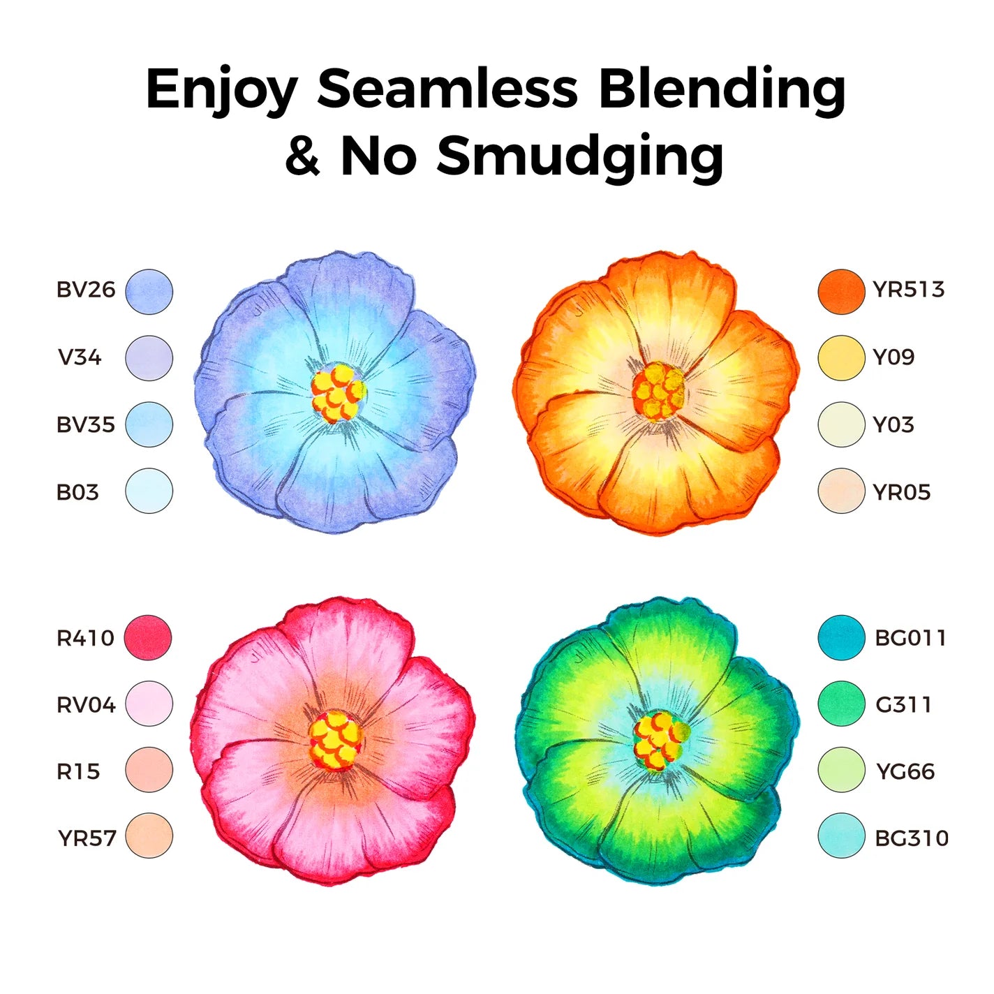 Ohuhu Honolulu Plus 36 farver (Supreme Brush & Chisel Tip)