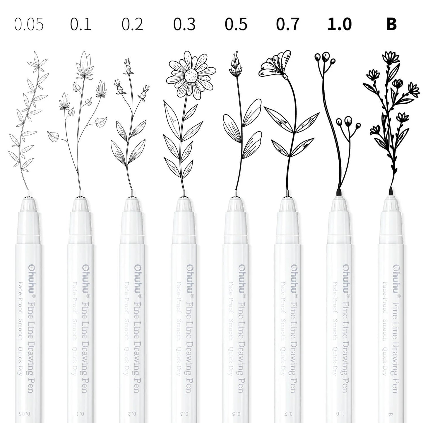 Ohuhu Fineliner Drawing Pens, 8 Pack