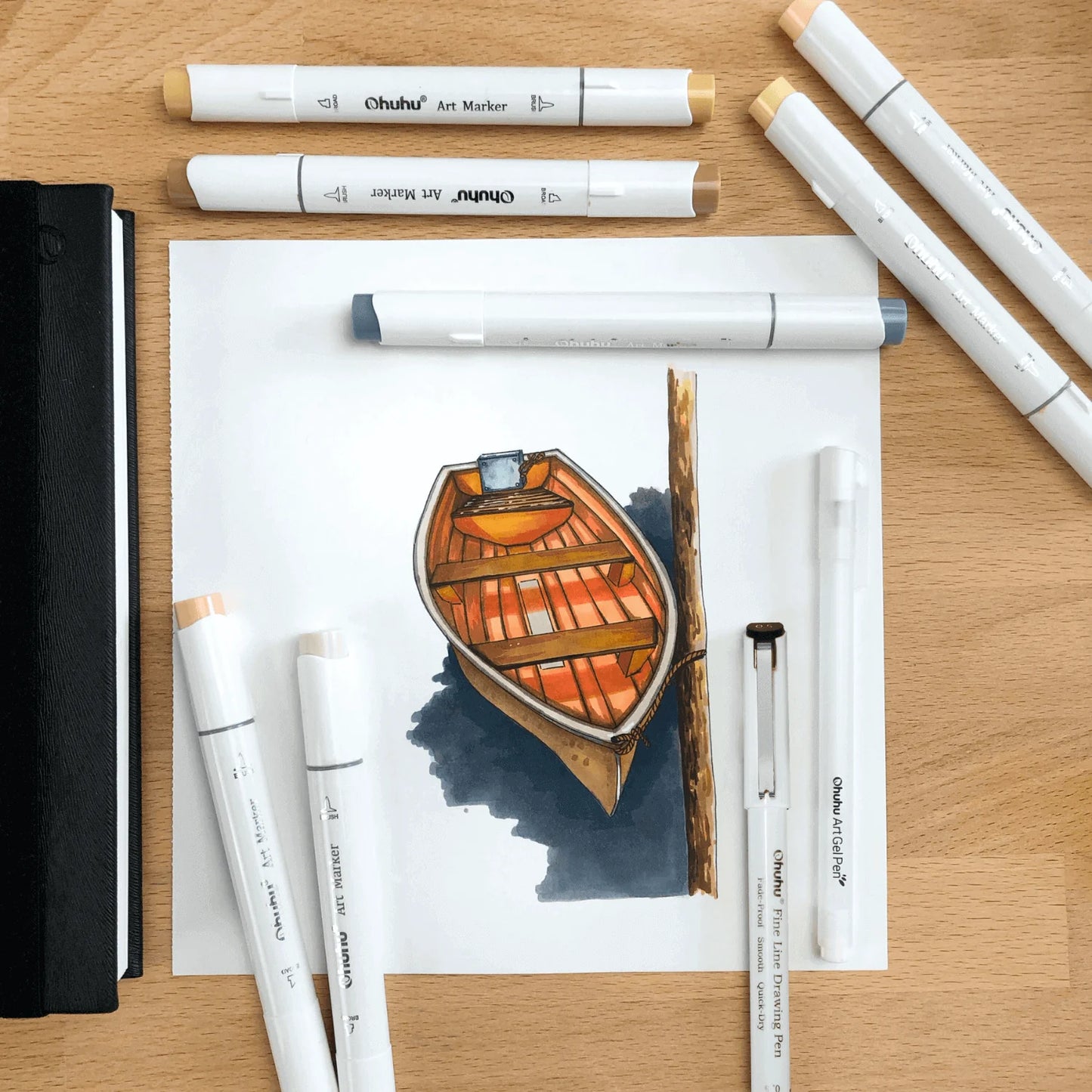 Ohuhu Fineliner Drawing Pens, 8 Pack
