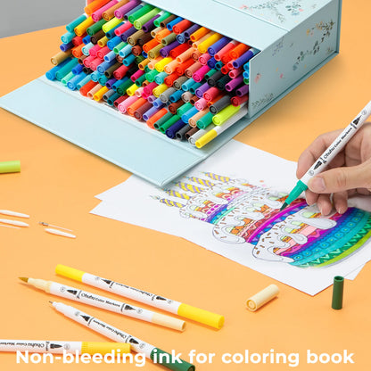 Ohuhu Maui 160 farver vandbaserede kunsttuscher med dobbelt spids