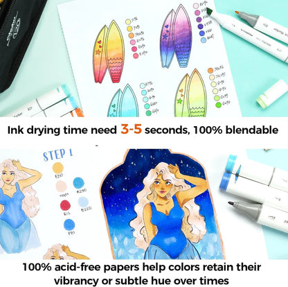 Ohuhu Blødningssikker dobbeltsidet markeringspude, spiralbundet