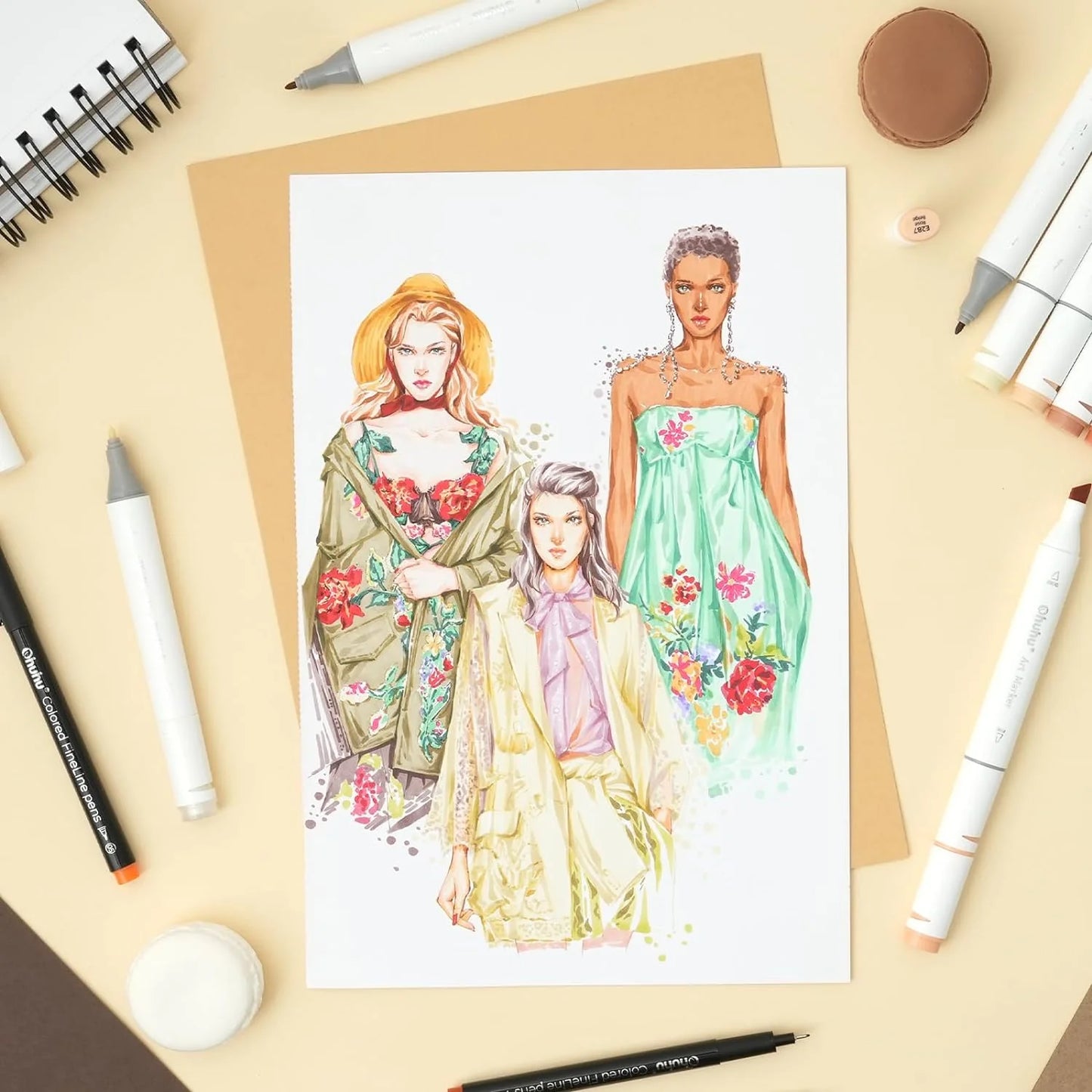 Ohuhu Oahu Hudtone Markers 36 farver  (Chisel & Fine Tip)