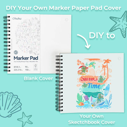 Ohuhu Blødningssikker dobbeltsidet markeringspude, spiralbundet