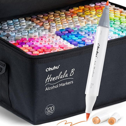 Ohuhu Honolulu B Markers 320 farver (Brush & Fine Tip)