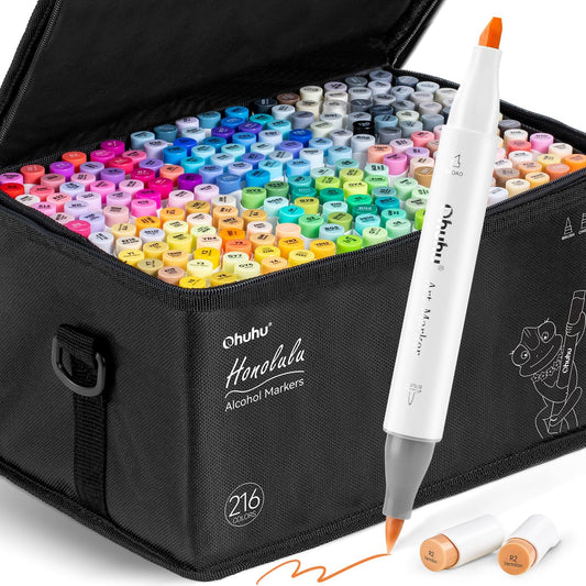 Ohuhu Honolulu 216 Colours Dual Tip Alcohol Art Markers