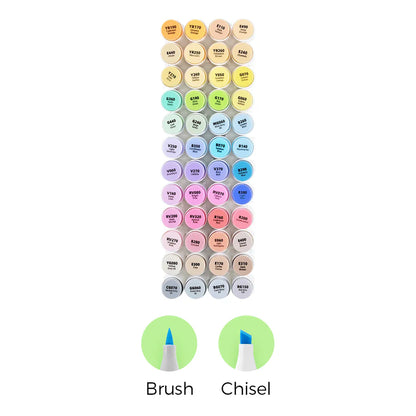 Ohuhu Honolulu Markers 48 Midttone farver (Brush & Chisel Tip)