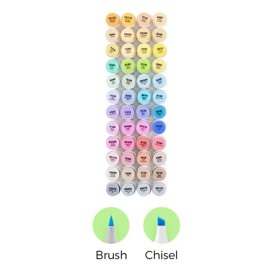 Ohuhu Honolulu 48 Mid-tone Colours Dual Tip Alcohol Art Markers (New Packaging)