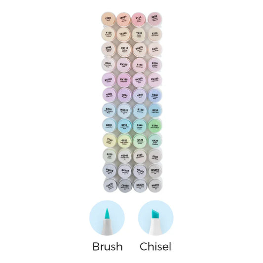 Ohuhu Honolulu "Sweetness" 48 Pastel Colours Dual Tip Alcohol Markers