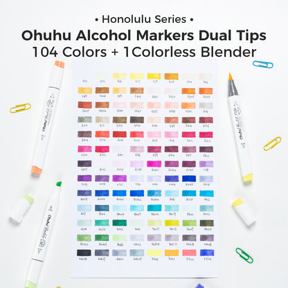 Ohuhu Honolulu Markers 24 farver (Brush & Chisel Tip)