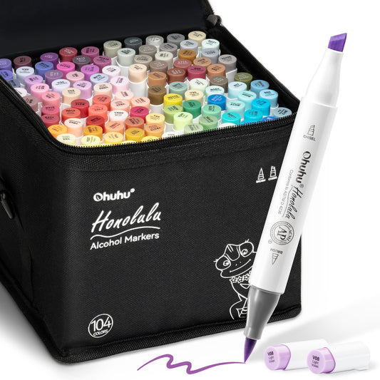 Ohuhu Honolulu Markers 24 farver (Brush & Chisel Tip)