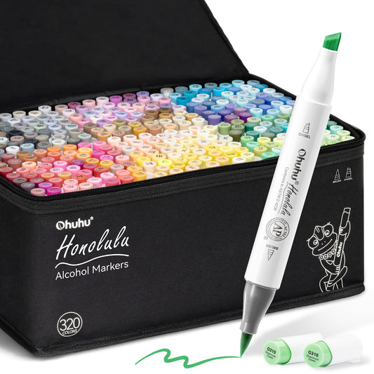 Ohuhu Honolulu Markers 320 farver (Brush & Chisel Tip)