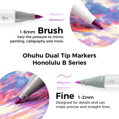 Ohuhu Honolulu B 104 farver Dual Tip Alcohol Art Markers 
