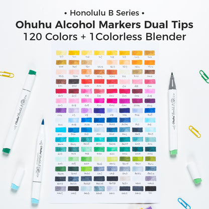 Ohuhu Honolulu B Markers 120 farver (Brush & Fine Tip)