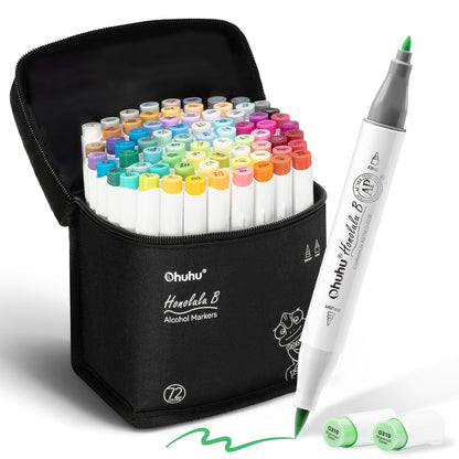 Ohuhu Honolulu B Markers 72 farver (Brush & Fine Tip)