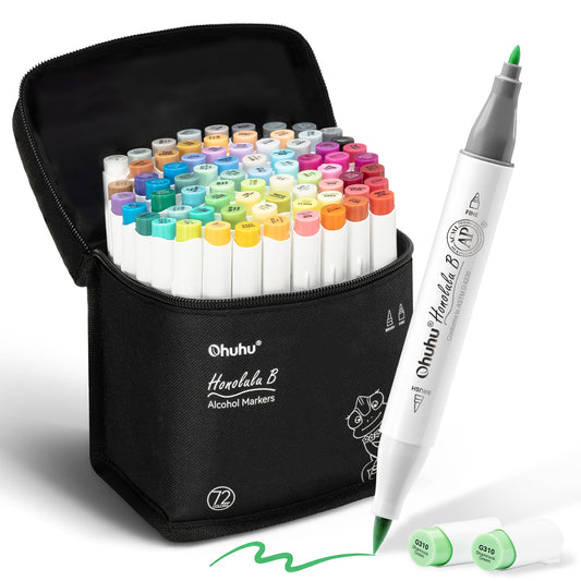 Ohuhu Honolulu B Markers 72 farver (Brush & Fine Tip)