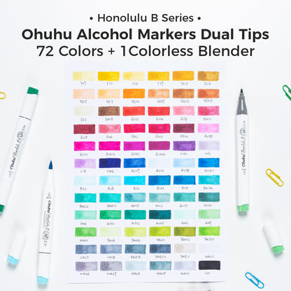 Ohuhu Honolulu B Markers 72 farver (Brush & Fine Tip)