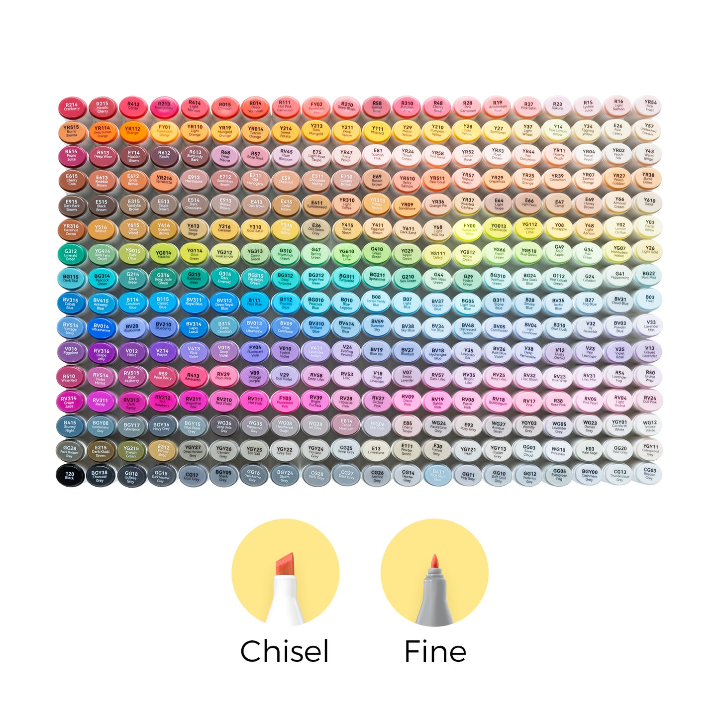 Ohuhu Oahu Markers 320 farver (Chisel & Fine Tip)