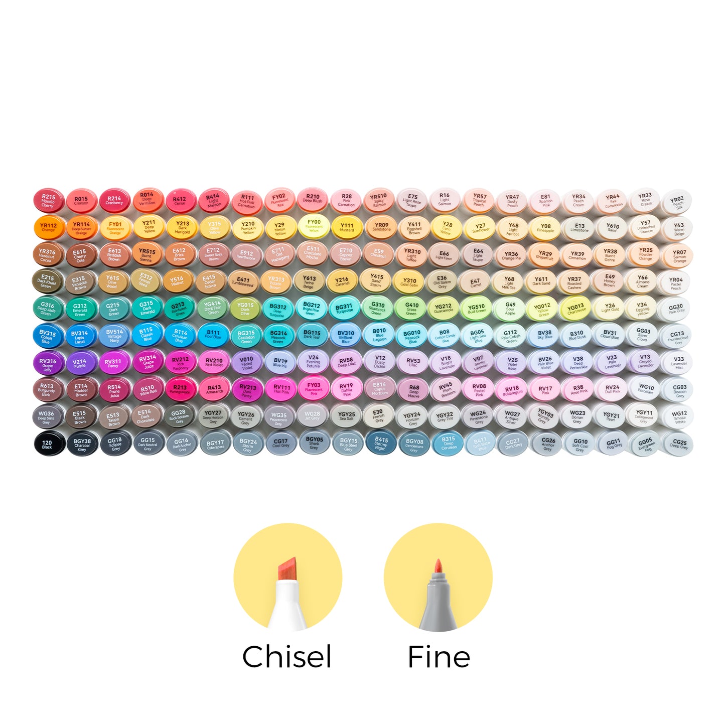 Ohuhu Oahu Markers 200 farver (Chisel & Fine Tip)