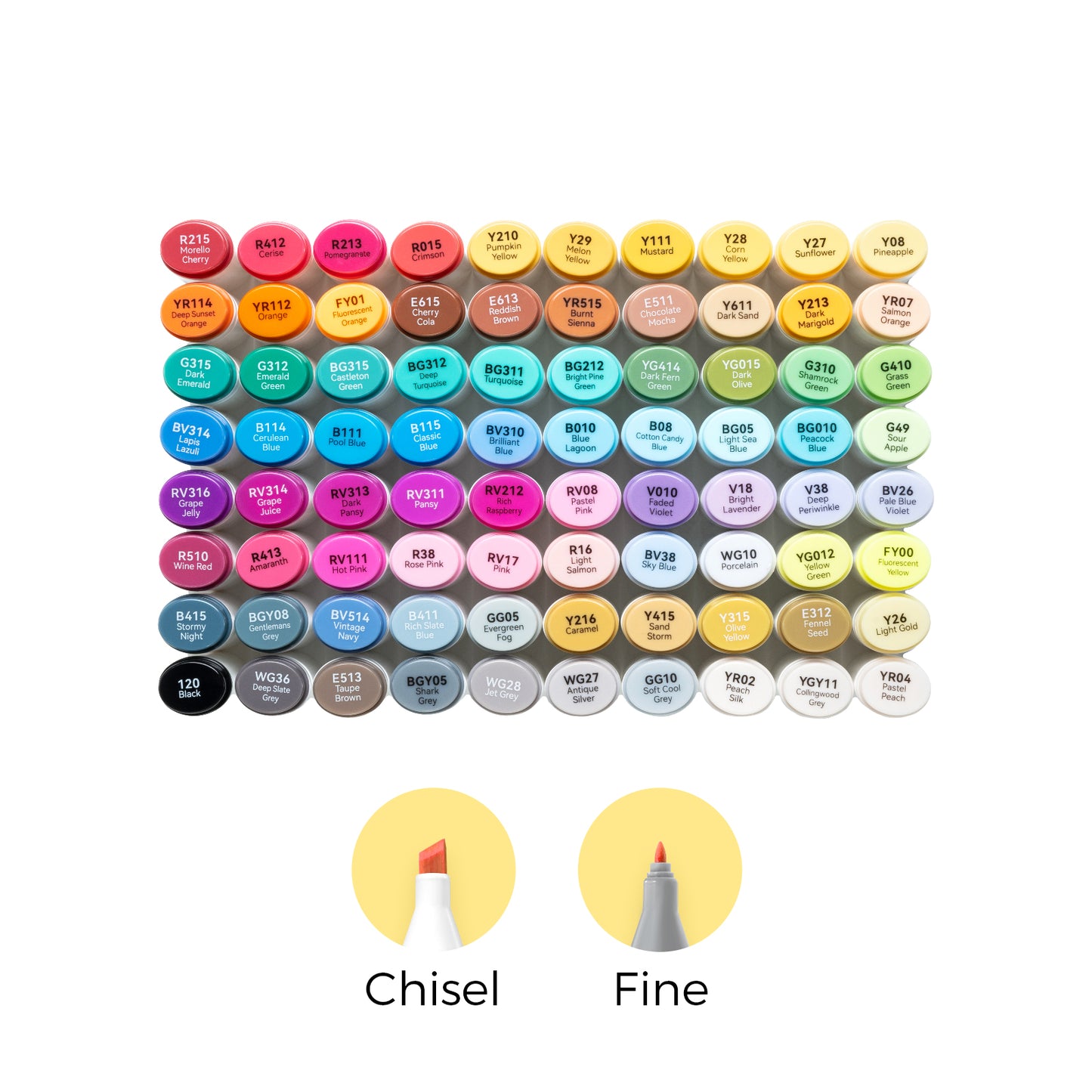 Ohuhu Oahu Markers 80 farver (Chisel & Fine Tip)