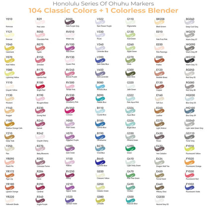 Ohuhu Honolulu B 104 farver Dual Tip Alcohol Art Markers 
