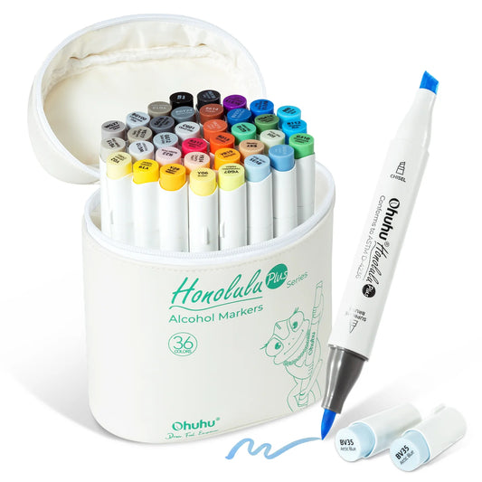 Ohuhu Honolulu Plus 36 farver (Supreme Brush & Chisel Tip)